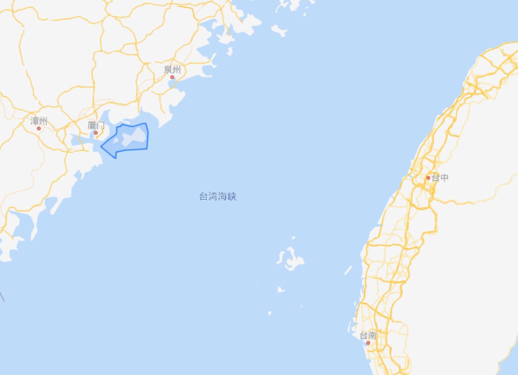 金门岛位置:图中深蓝色区域